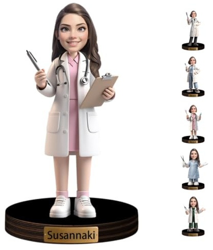 Personalisierte Cartoon-Arzt-Skulptur Ornament für Schlafzimmer, Heimbüro, maßgefertigte weibliche Zahnärztin Porträt Schreibtisch-Figur, Ernährungsberaterin Schreibtisch-Dekor, Sammlerstück, Geschenk