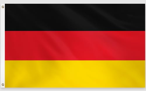 PartyYaa Deutschland Flagge, 150 x 90 cm Deutsche Fahne Einseitiger Druck mit 2 Messing-Ösen, Wasserfest, für Nationalfeiertag, EM, WM, Straßen, Garten, Bar Party Deko