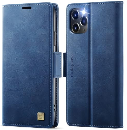 Teeirllim Hülle für iPhone 11 Pro Max Handyhülle, RFID-Blockierung, Premium PU Leder, Kartenfach Klappbar Tasche Flip Case, Klapphülle Schutzhülle für iPhone 11 Pro Max, Blau