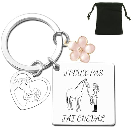 LUODAN Cadeau Fille et Cheval Porte-clés danse « J'peux pas, j'ai cheval » – Idée cadeau femme Porte-clé Cadeau Cheval original drôle