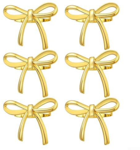 Serviettenhalter mit Metallschleife und Schmetterlings-Motiven, Set mit 6 Ringen für elegante Tischdekoration bei Hochzeiten, Dinnerpartys und besonderen Anlässen