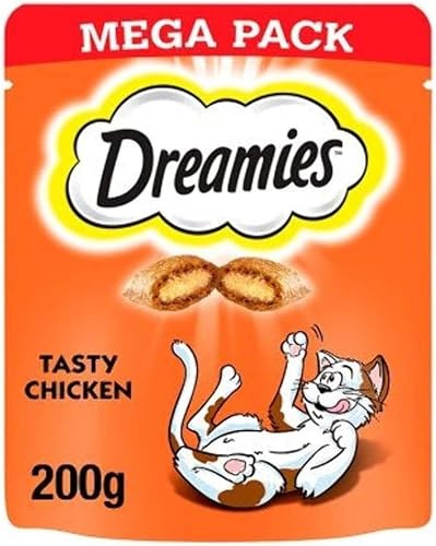 DREAMIES Cat Treats with Chicken Mega Pack, 6 Pouches of 200g (Pack of 5)