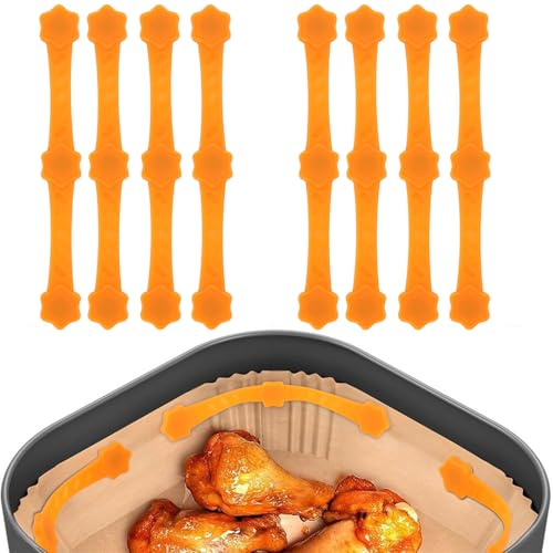 Air Fryer Silicone Magnet Clips, AirFryer Magnets for Parchment Paper Liners, 8 PCS Heat-Resistant Safety Buckle, Reusable Accessories for Ninja COSORI Phlips Panasonic, Prevent Paper Burning