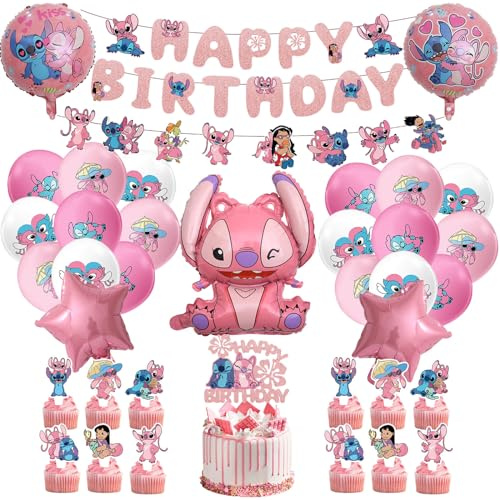 38 Stück Geburtstags Deko,Geburtstagsdeko, Party Dekoration Set mit Banner,Luftballons,Cake Topper,Spirale Girland