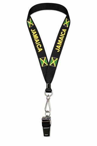 JTAPHRIQUE Unisex Country Pride Lanyard with Whistle, Grenada Flag Colors, Multicolor, Polyester, Metal Swivel Clasp, Detachable Safety Buckle