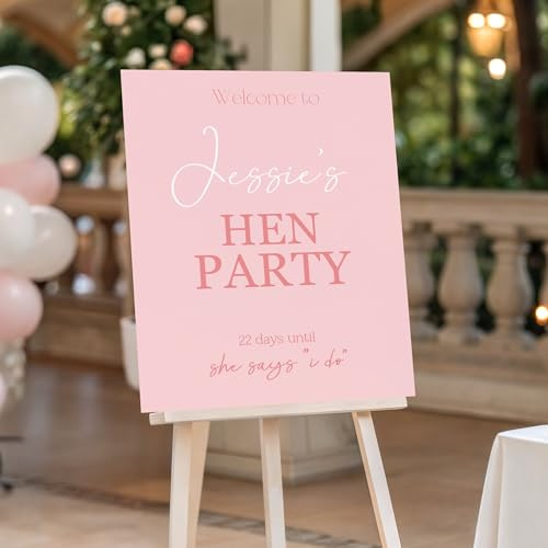 Personalised Hen Party Welcome Sign | Custom Pink Poster for Hen Do, Wedding, Bridal Shower, Engagement, Anniversary, & Bachelorette | Premium 240gsm A3 Glossy Photo Paper