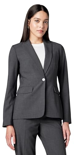 Calvin Klein Women's One Button Lux Suit Blazer, Charcoal, 10