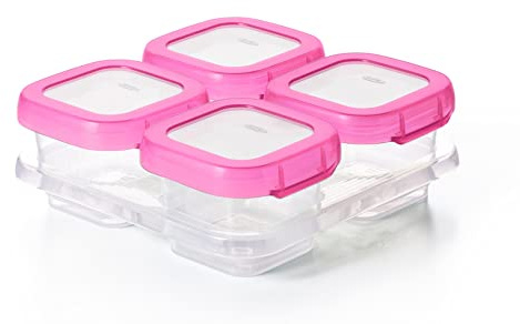 OXO Tot Baby Blocks Food Storage Containers, Pink, 4 oz