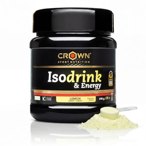 Crown Sport Nutrition Isodrink & Energy | Bebida Isotónica en Polvo con Electrolitos | Sales Minerales, BCAA y Carbohidratos | Sabor Limón | Bote 640 g | Informed Sport