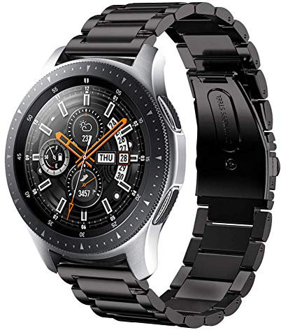 SUNDAREE Compatible con Correa Samsung Galaxy Watch 46MM/Amazfit GTR 3/Huawei Watch GT 4 46MM/Garmin Forerunner 255/Xiaomi Watch S3,22MM Negro Hombre Metal Acero Inoxidable Reloj Repuesto Pulsera Band