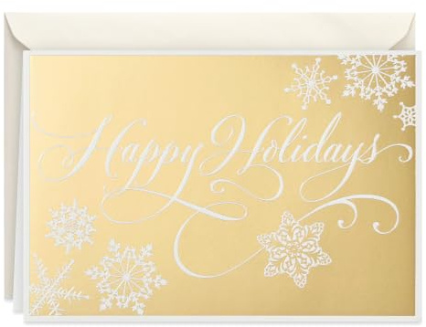 Hallmark Boxed Holiday Cards, Gold Happy Holidays (16 Cards and 17 Envelopes)
