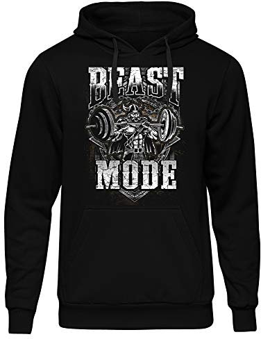 Uglyshirt89 Viking Beast Mode Männer Herren Kapuzenpullover | Gym Muskel Bodybuilding Kraftsport Fitness Training Wikinger (L)