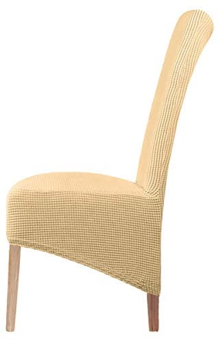 LANSHENG Stretch XL Stuhlhussen für Esszimmerstühle 2/4/6 Pcs Stuhl Schutzbezug, elastische Stuhl Protector Sitzbezüge für Esszimmer Hochzeitsbankett Party Dekoration (Beige,6 pcs)