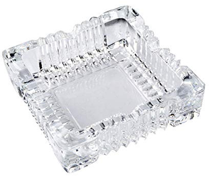 Uotyle Cenicero de cristal cuadrado, cenicero de cristal para fumar, para sala de estar, oficina, interior, restaurante, cenicero de cigarros, regalo para hombres, vidrio, Small