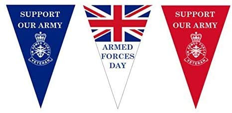 Armed Forces Day Flag Banner Bunting UK Army Military Soldier 10 meter length