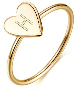 Memorjew Ringe aus 925er Sterlingsilber für Mädchen und Frauen, zierlicher Herzring, Stapelring für Damen, Mädchen, Schmuck, Geschenke, Metall, H