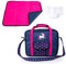 Bayer Design 69254AC Puppenzubehör, Puppenpflege Set, Wickelset für Puppen, Zubehör für Babypuppen mit Wickeltasche, Wickelunterlage, genähte Windel, blau, pink mit Einhorn u. Herzen