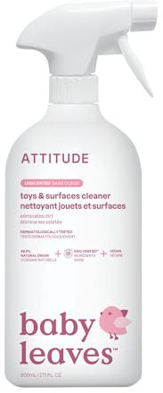 ATTITUDE Toy and Surface Cleaner, EWG Verified Multi-Surface Products, Vegan, Naturally Derived Multipurpose Cleaning Spray, Unscented, 800 mL