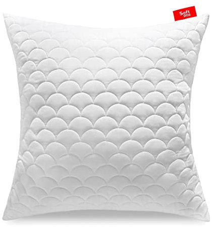 Softimi Gestepptes Premium Kissen 80x80 cm Antiallergisch - Anti-Milben - Geruchlos sofort verwendbar - Mit Härteeinstellung (80x80 cm)
