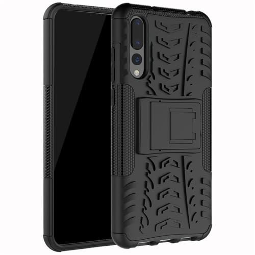 CoolGadget Outdoor Handyhülle für Huawei P20 Pro, Robuste Schutzhülle mit integriertem Ständer und stoßfestem Design, Schwarz