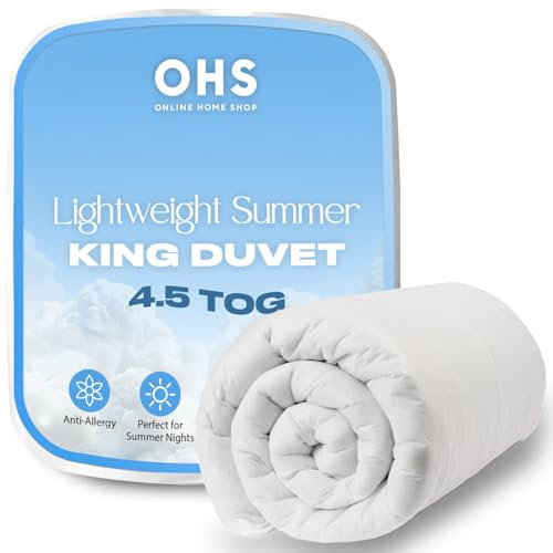 Brentfords King Size Duvet 4.5 Tog, Summer Duvet Anti Allergy Home Soft Comfort Bedding Quilt King Breathable Lightweight Cooler Duvets Non Allergenic Fibre King Bed, White