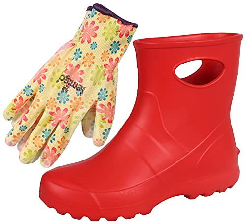 Lemigo Unisex Stivali da Pioggia da Giardino Molto Leggeri in EVA Donna Uomo 36-47 EU (Rosso, Sistema Taglie Calzature EU, Adulto, Numero, Media, 37)