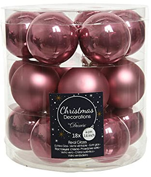Decoris Weihnachtskugeln Glas 4cm x 18 Stück kleine Christbaumkugeln samtpink