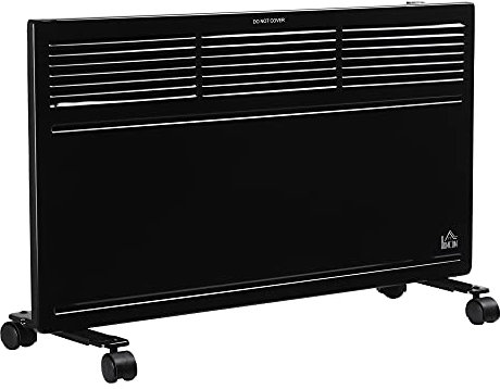 HOMCOM POWER Convector Radiator Freestanding or Wall-mounted Heating with 2 Heat Settings Safety Cut-Off, Black