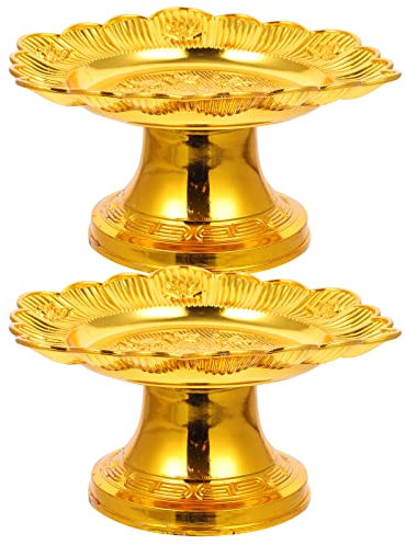 VICASKY Kuchenstand 2 Stücke Buddhistisches Angebot Tablett Teller Lotus Snack Servierschale Teller Obst Lebensmitteltisch Serviert Platter Cake Feng Shui Buddhistische Liefert