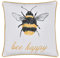Sleepdown Bumble Bee gefülltes Kissen mit Bommel, weiches dekoratives Baumwollkissen für Heimdekoration, Sofa, Schlafzimmer und Auto, 45 x 45 cm, Weiß