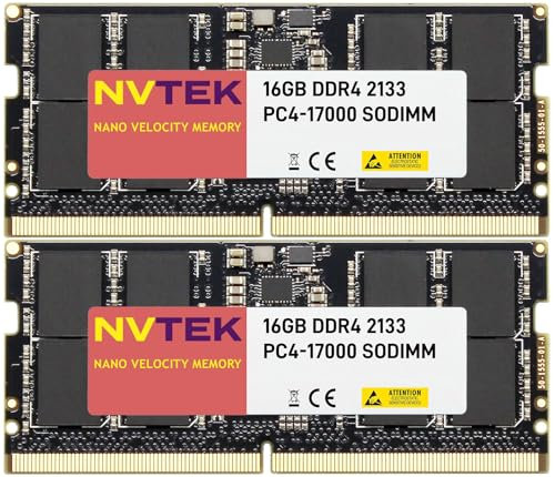 NVTEK 32GB Kit (2x16GB) DDR4-2133 PC4-17000 SODIMM Laptop RAM Memoria Module Aggiornamento