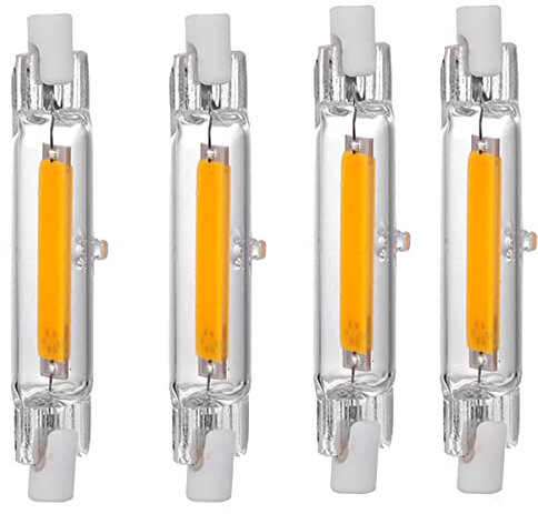 Aoxdi R7s Ampoule LED linéaire 78 mm, 5W, J78, Blanc Chaud 3000K, Lumière, R7s COB LED Lampe, AC220-240V, Lot de 4