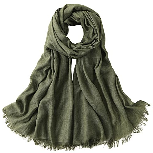 Camilife Damen Herren Viskose Langer Schal Tuch Stola Halstuch Sonnenschutz Groß Strand Schultertuch Tuch Wickeln mit Fransen Super Weich Komfort für Frühling Einfach Basic 95×195cm - Einfarbig