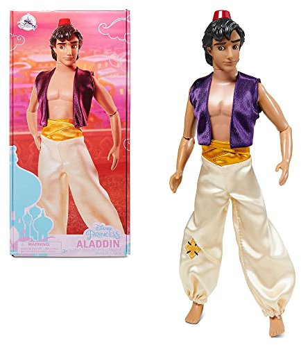 Disney Store Muñeco clásico de Aladdín, Altura: 32 cm, muñeco Completamente articulado con el Pelo Moldeado y Sombrero, para Mayores de 3 años