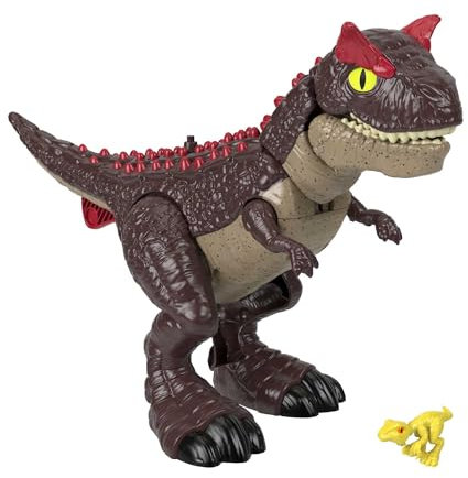 Imaginext Jurassic World Carnotaurus Dinosaurier-Spielzeug mit Hörner-Angriff, 28 cm große Figur mit Baby-Raptor für tolle Rollenspiele, HML42