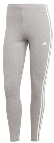 adidas Damen Essentials 3-Stripes High-Waisted Single Jersey Leggings, Medium Grey Heather/White, XS