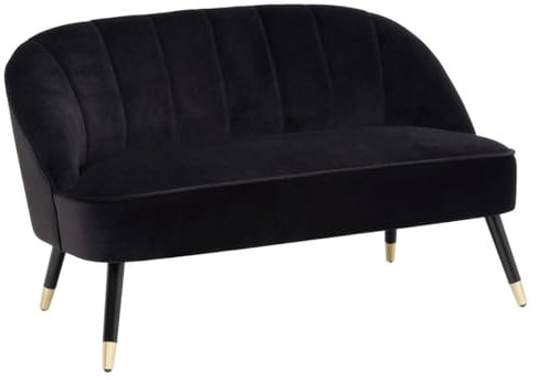 Atmosphera - Banquette 2 Places Naova - pin et Velours - Noir