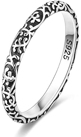 NARMO 925 Sterling Silber Ringe für Frauen Vintage Ring Stacking Ring Größe 54mm