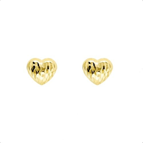 forme di Lucchetta - Herzförmige Ohrringe aus 14 Karat Gelbgold - Lobe Ohrstecker, Gold Ohrringe Damen 585 Echtgold - Hochwertiges Schmuck hergestellt in Italien