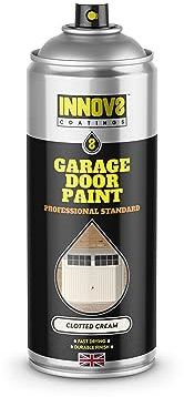 GARAGE DOOR SPRAY PAINT - Exterior & Interior Door - Multi Surface - Metal, Wood & uPVC - No Primer or Top Coat - 1 x 400 ml (800 ml) - Professional Standard Fast Dry Satin Finish - CLOTTED CREAM