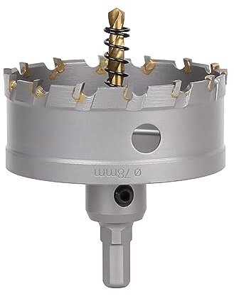 Vearter 78mm Scie Cloche en Métal, Carbure Tungstène Coupeur TCT Trou avec Foret de Centrage, pour Acier Inoxydable, Alliage, Cuivre, Fer, Plastique, Fibre de Verre