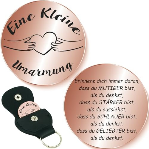 Tixlux Kleine Umarmung Glücksbringer, Glücksbringer mit Tasche, Pocket Hug, Mutmacher Geschenk, Gute Besserung Geschenke, Schlüsselanhänger für Familie Frauen Jungen Patient (Roségold)