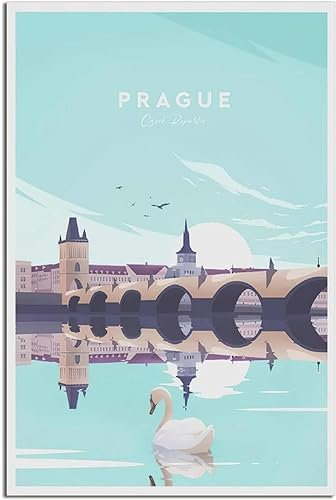 Dekorative Gemälde Prag Vintage Reise Poster Malerei Wandgemälde Home Decor Kunst Wandbild Leinwand Ungerahmt 30x45cm