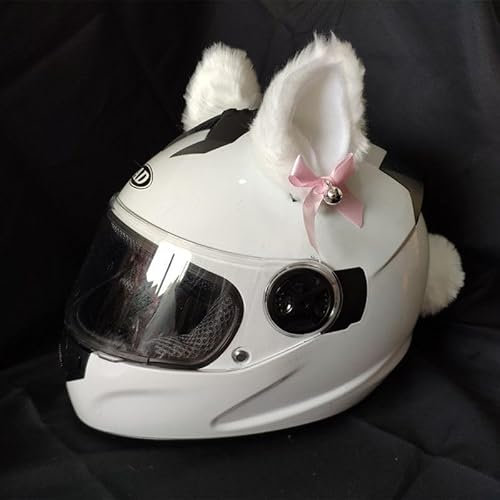 Motorradhelm Dekoration,2 Stück Motorrad Helm-Ohren + Schwanz Dekorations Süßer Plüsch Katzenohren Motorradhelm Dekorative Aufkleber Plüsch Katzenohr Helm-Ohren für Rolle Motorradhelm Skihelm