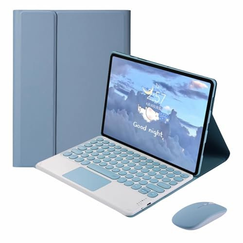 CLALOC Funda con Teclado para Lenovo Tab M10 Plus 3Rd Gen 10.6 2022, Funda Teclado Trackpad Bluetooth Desmontable para M10 Plus 3Rd Gen 10.6'' (TB-125FU/128FU/128XU) 2022 con Ratón,Azul