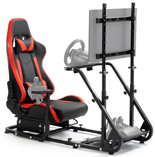 Dardoo Racing Simulator Cockpit with Seat & Monitor Stand Fits for Logitech G923 G29 G920, Thrustmaster,Steering Wheel Frame Compatible with Playstation 4, Without Wheel, Pedal, Shift and Monitor