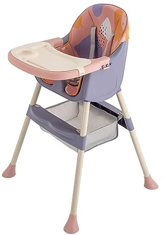 Babyhochstuhl 6 Monate Baby-Hochstuhl mit Fußstütze Hochstuhl Kinderhochstuhl für Babys und Kleinkinder für Babys Jungen Mädchen (Violett Rosa)