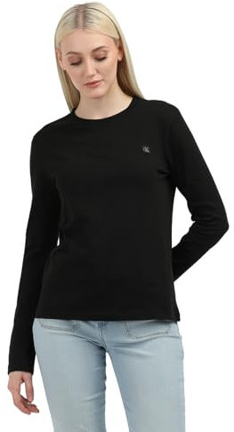 Calvin Klein Women’s Long Sleeve Slim Fit Top, Black (Ck Black), XS