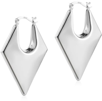 ALEXCRAFT Dick Eckige Creolen Ohrringe Silber 925 Damen Geschenk für Frauen Freundin Mama Mädchen