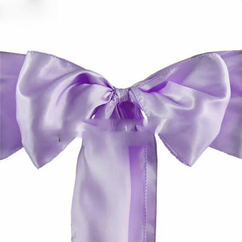 JMSDP 10pcs Satin Bow Chair Sashes for Wedding Decorations-Lilac